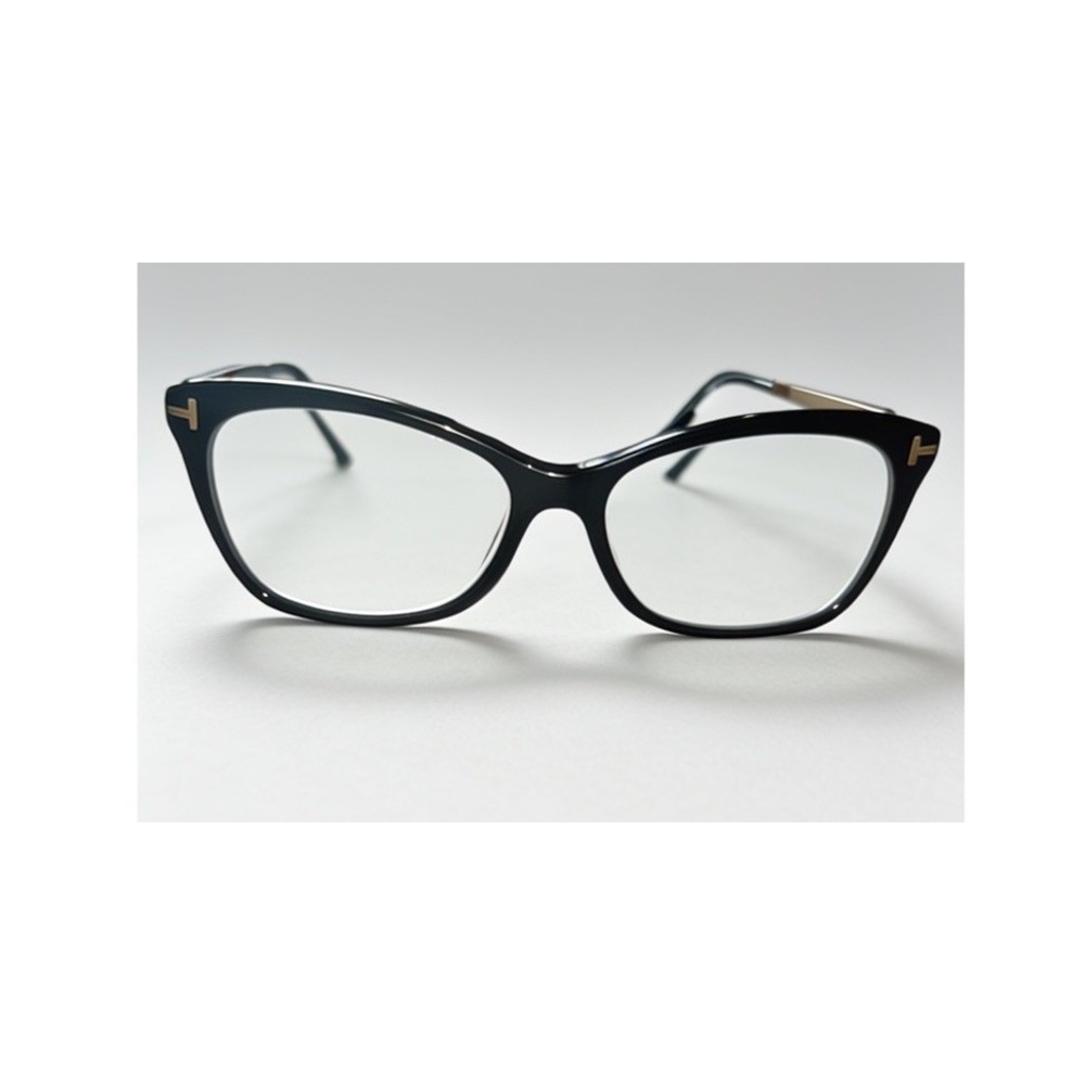 Tom Ford TF5353 001 Black Gold Cat Eye Eyeglasses Frames 54-15-140 Italy